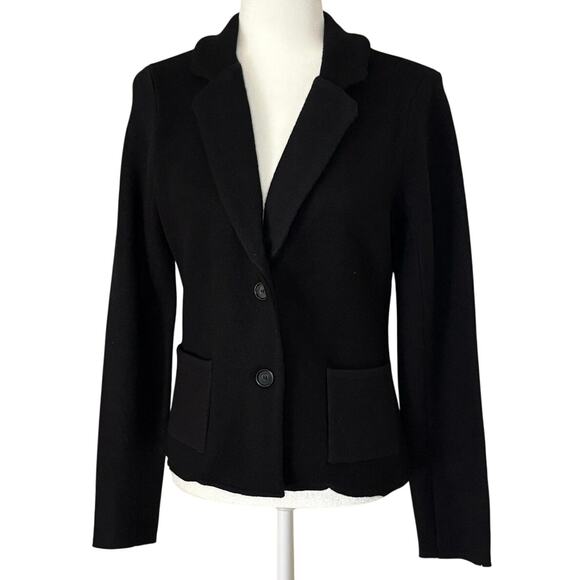 Ann Taylor LOFT Merino Wool Blazer Jacket Women’s M Black Felted Double Face EUC - Picture 1 of 13